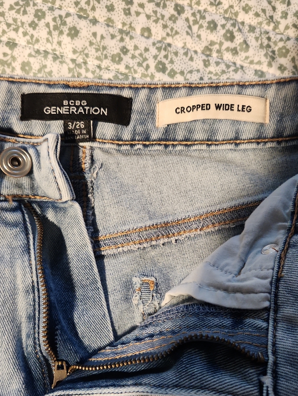 BCBGeneration Light Wash Cropped Wide Leg Jeans